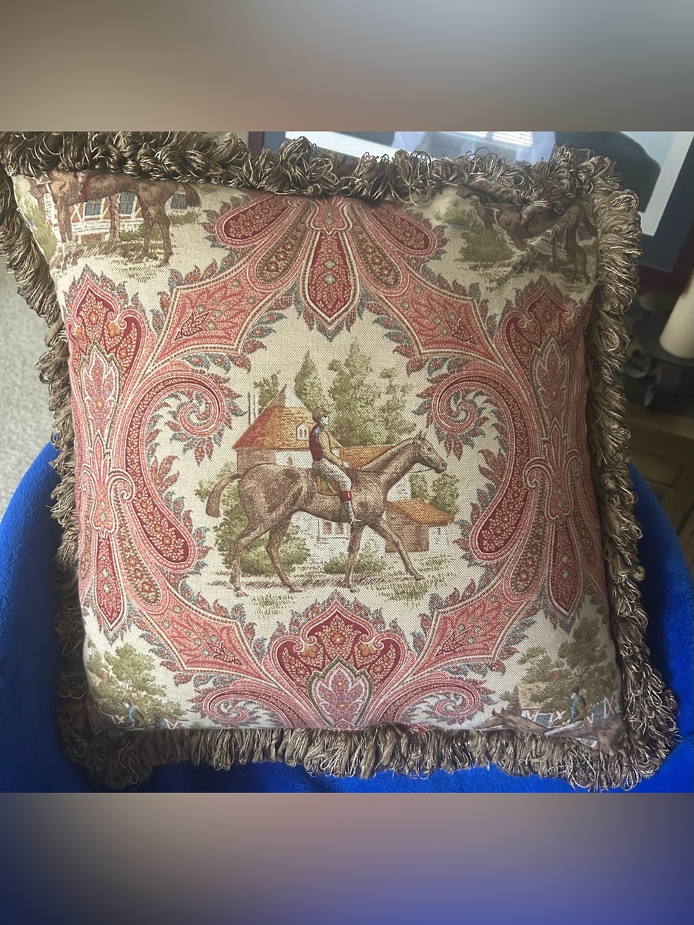 P. Kaufmann equestrian toile throw pillow!